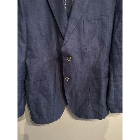 Peter Millar Mens XL Linen Silk Blazer Blue - Picture 2 of 10